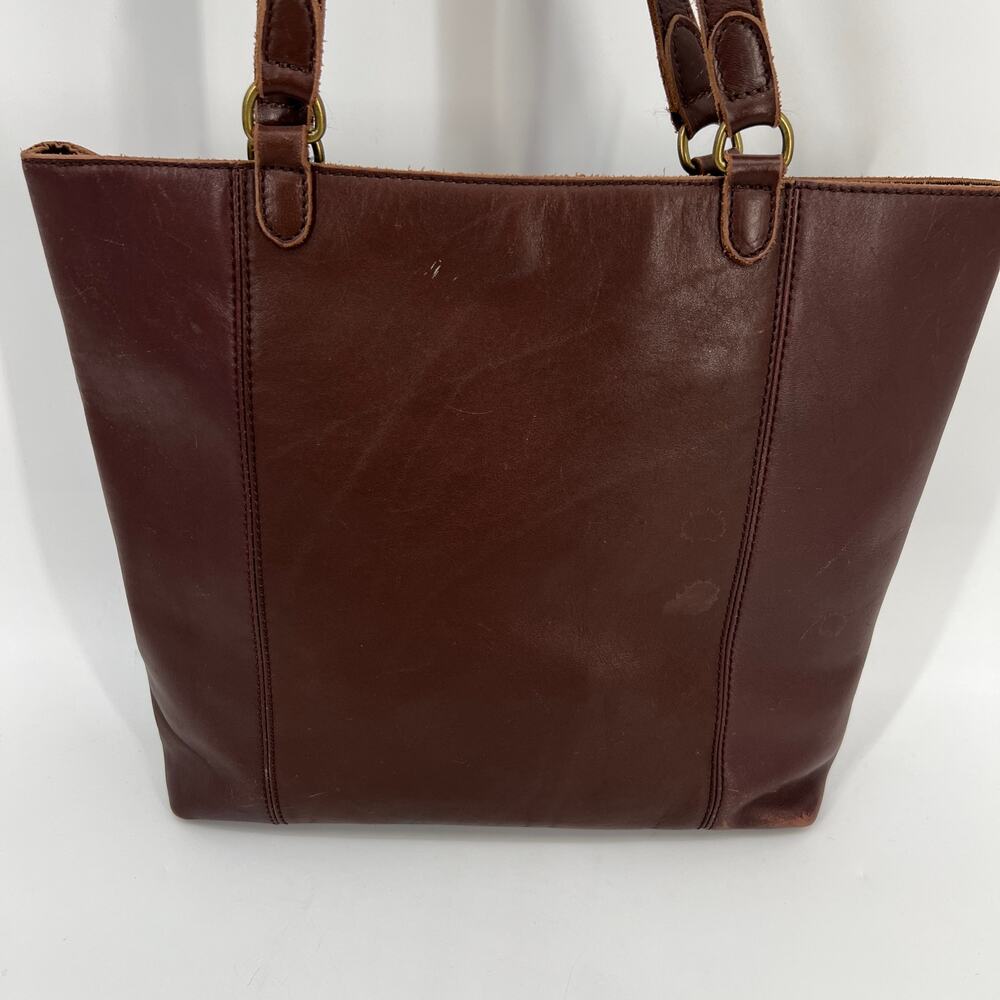 Pendleton Open Top Tote Bag Chocolate Brown Leather Laser Cut Wool Blanket Panel - Picture 2 of 13